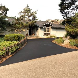 Small residential driveway with new sealcoating