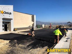 first layer of asphalt laid on a parking lot