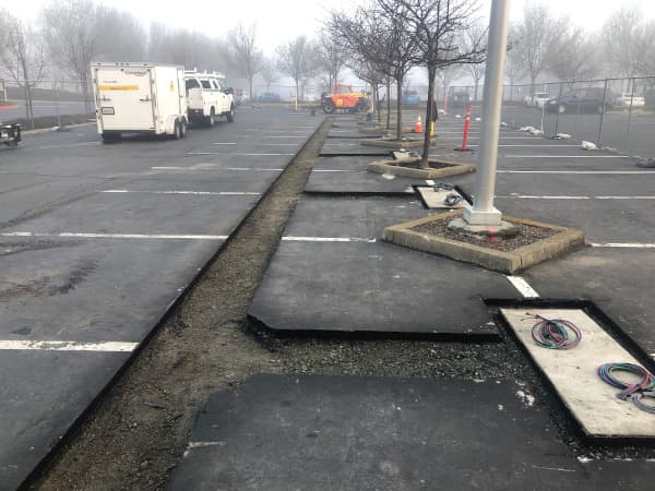 asphalt cut for trenching EV stations