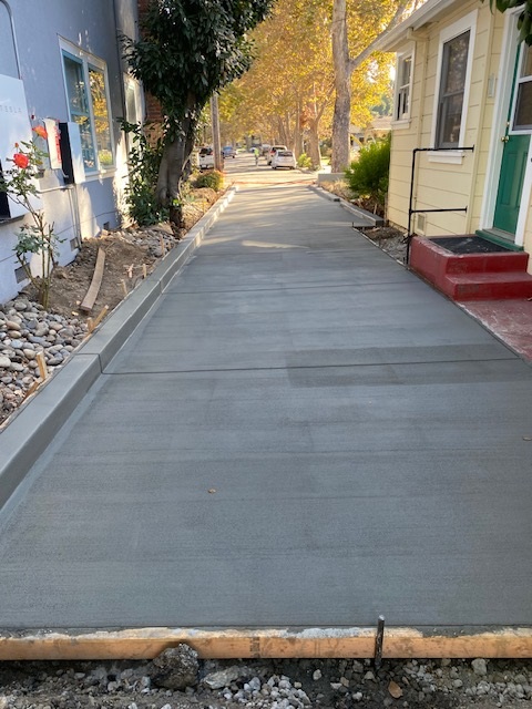fresh concrete driveway